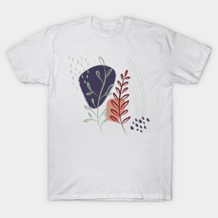 Abstract shapes dots and plants digital design T-Shirt